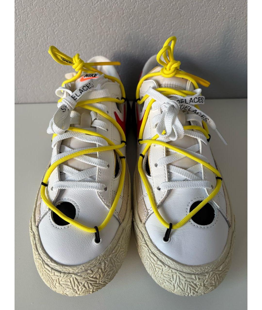 NIKE X OFF-WHITE Белые кожаные низкие кроссовки / кеды, фото 5