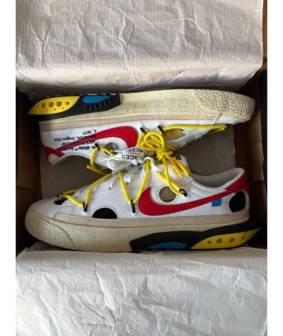 NIKE X OFF-WHITE Белые кожаные низкие кроссовки / кеды, фото 2