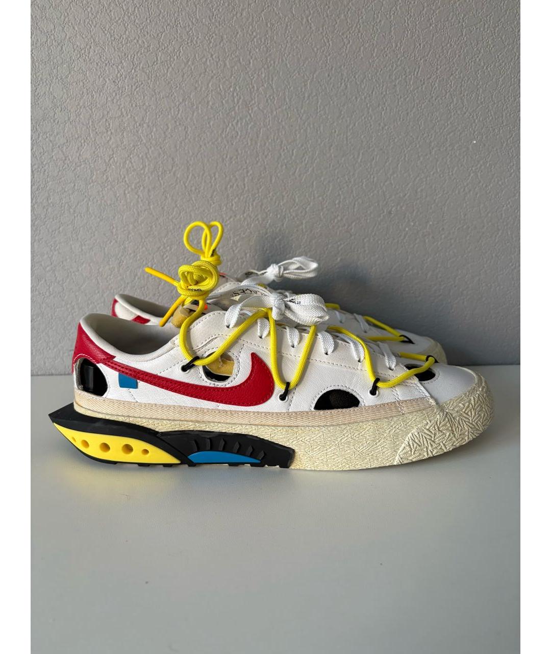NIKE X OFF-WHITE Белые кожаные низкие кроссовки / кеды, фото 4