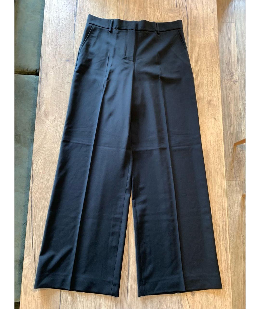 WEEKEND MAX MARA Черные шерстяные брюки широкие, фото 9