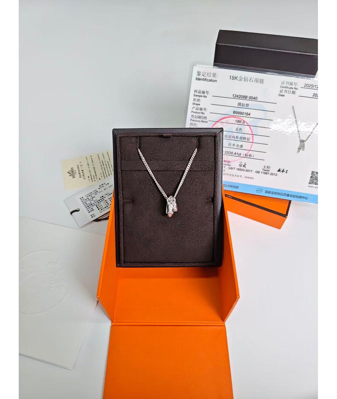 HERMES Белое колье из белого золота, фото 8
