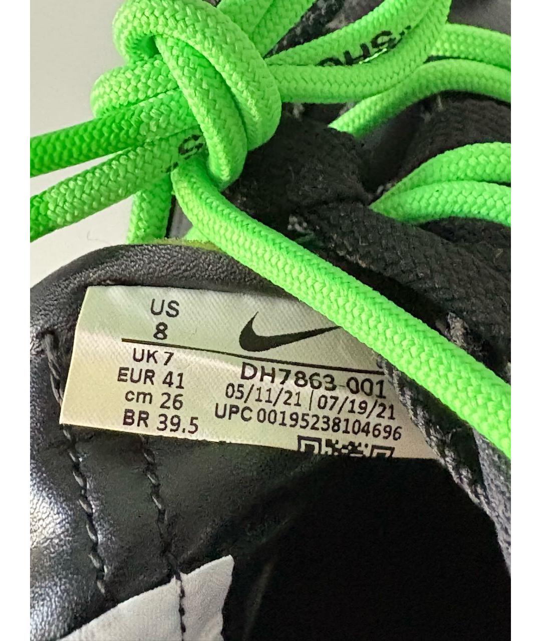 NIKE X OFF-WHITE Черные кожаные низкие кроссовки / кеды, фото 8