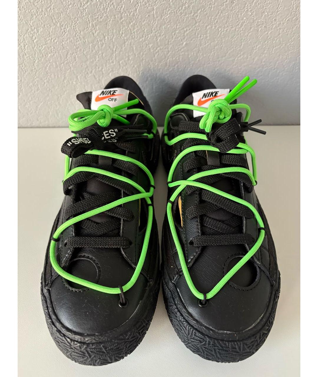 NIKE X OFF-WHITE Черные кожаные низкие кроссовки / кеды, фото 5