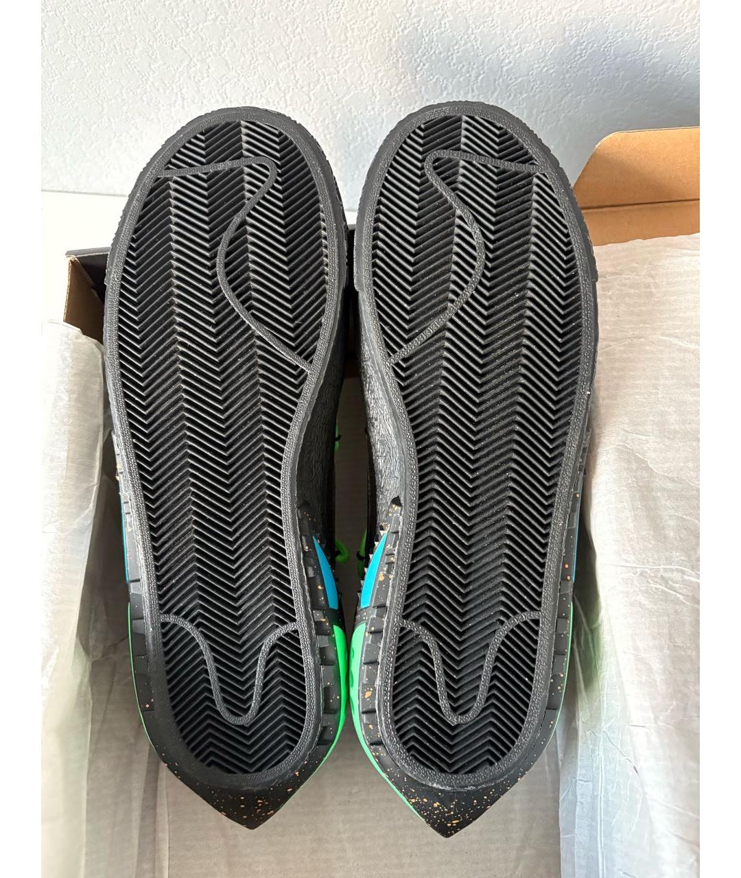 NIKE X OFF-WHITE Черные кожаные низкие кроссовки / кеды, фото 7