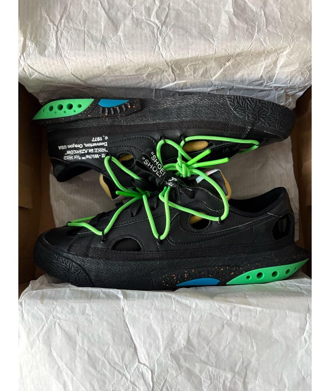 NIKE X OFF-WHITE Черные кожаные низкие кроссовки / кеды, фото 2