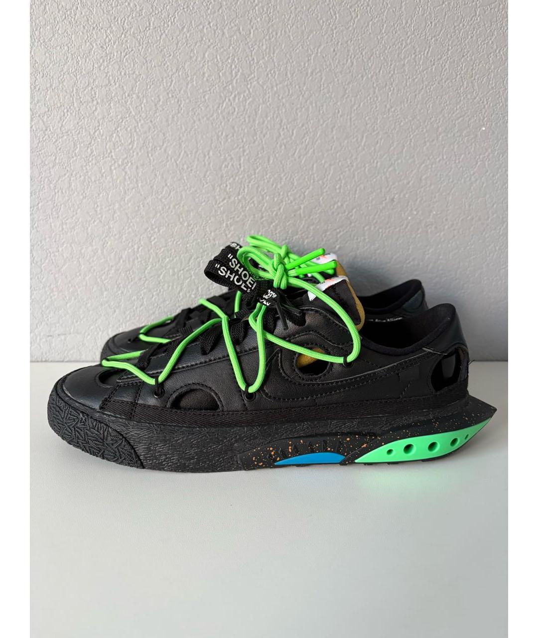 NIKE X OFF-WHITE Черные кожаные низкие кроссовки / кеды, фото 3