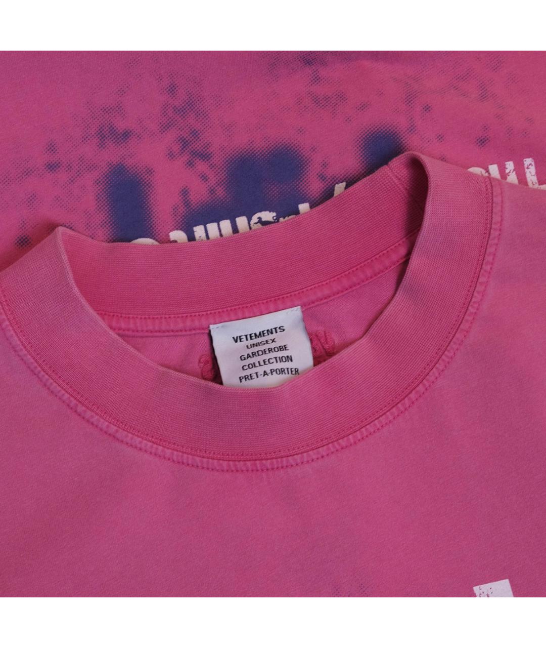 VETEMENTS Розовая хлопковая футболка, фото 3