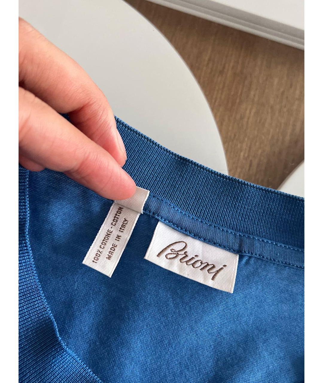 BRIONI Синяя хлопковая футболка, фото 8