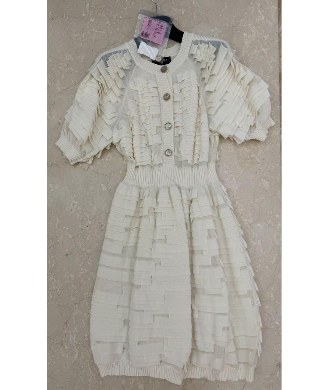 CHANEL Бежевое хлопковое коктейльное платье, фото 7