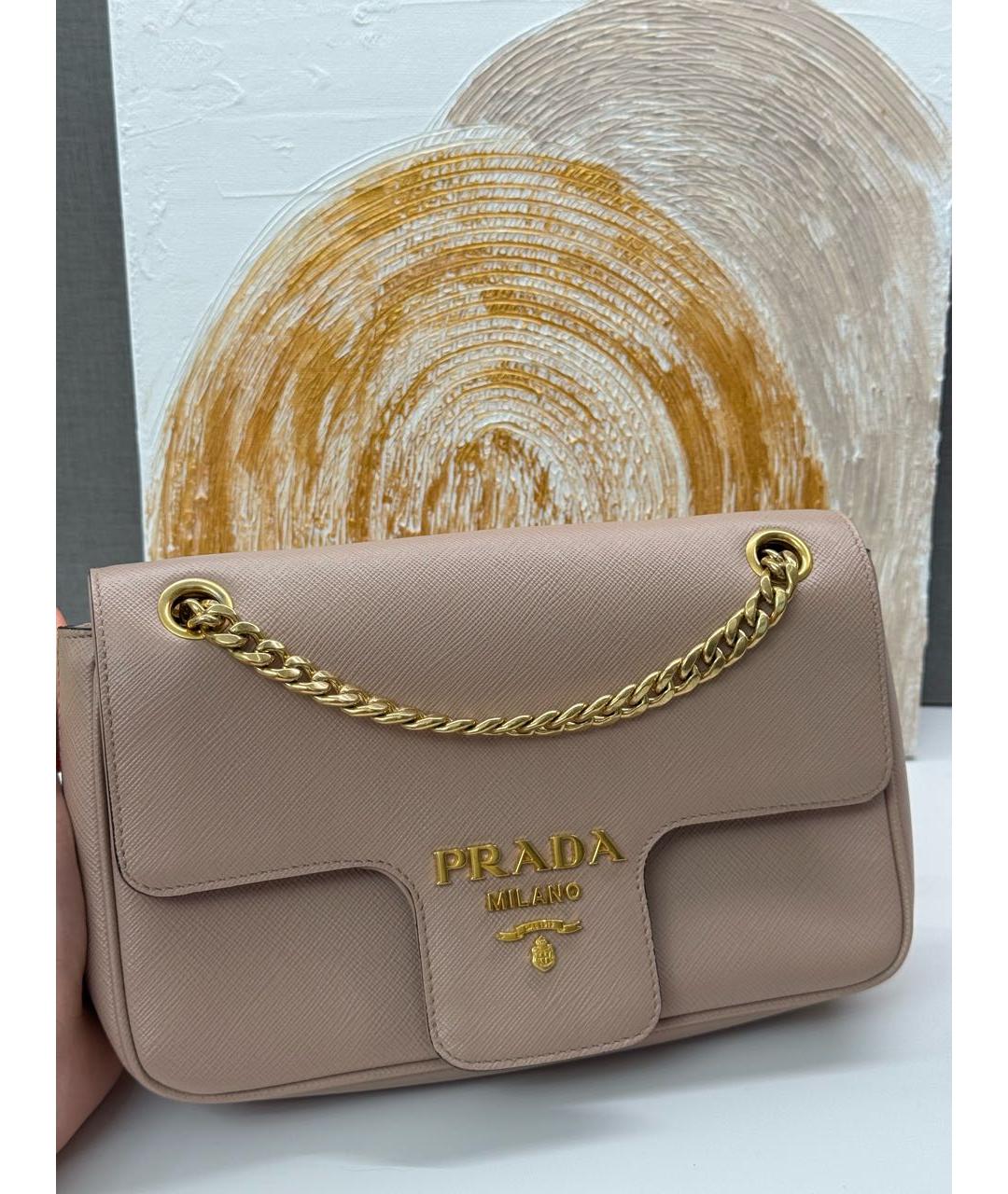 PRADA Бежевая кожаная сумка через плечо, фото 5