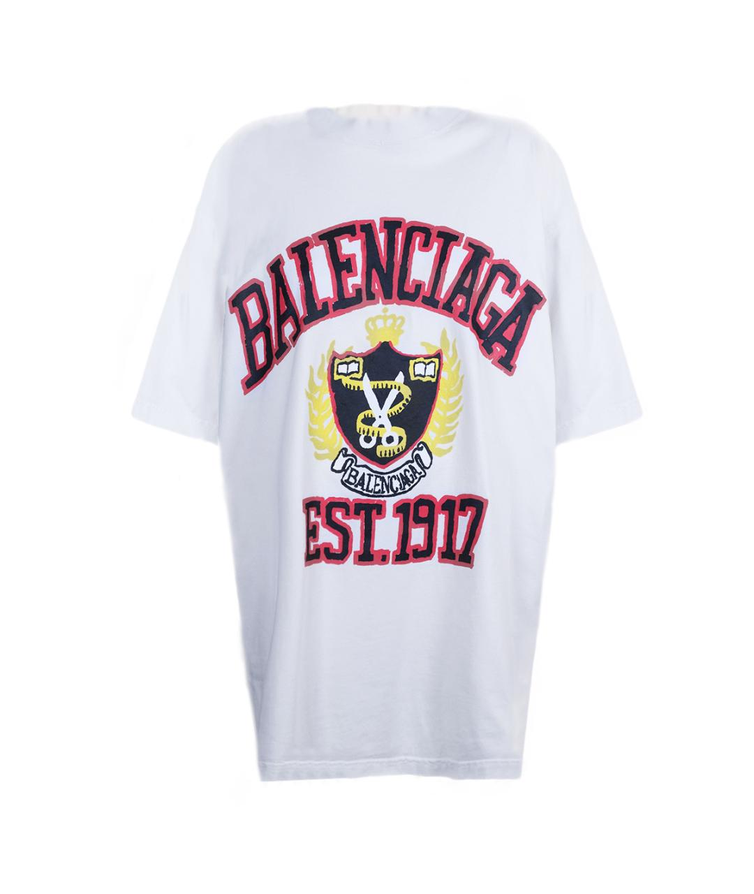 BALENCIAGA Белая хлопковая футболка, фото 1