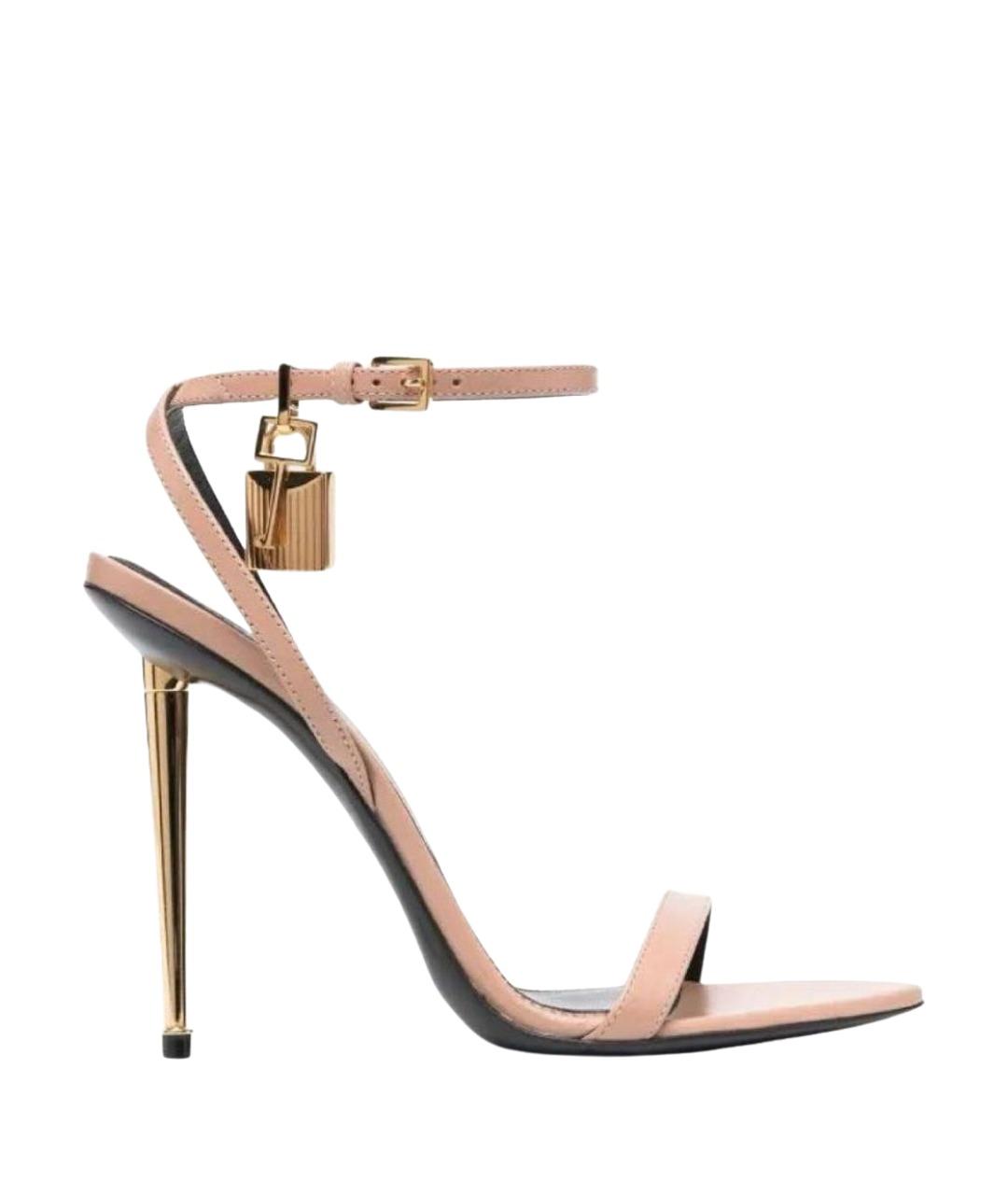 TOM FORD Бежевые кожаные босоножки, фото 1