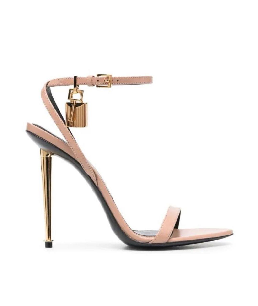 TOM FORD Бежевые кожаные босоножки, фото 5