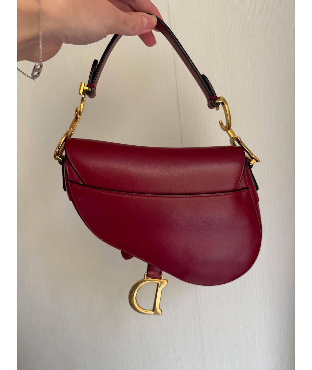 CHRISTIAN DIOR Красная кожаная сумка с короткими ручками, фото 4