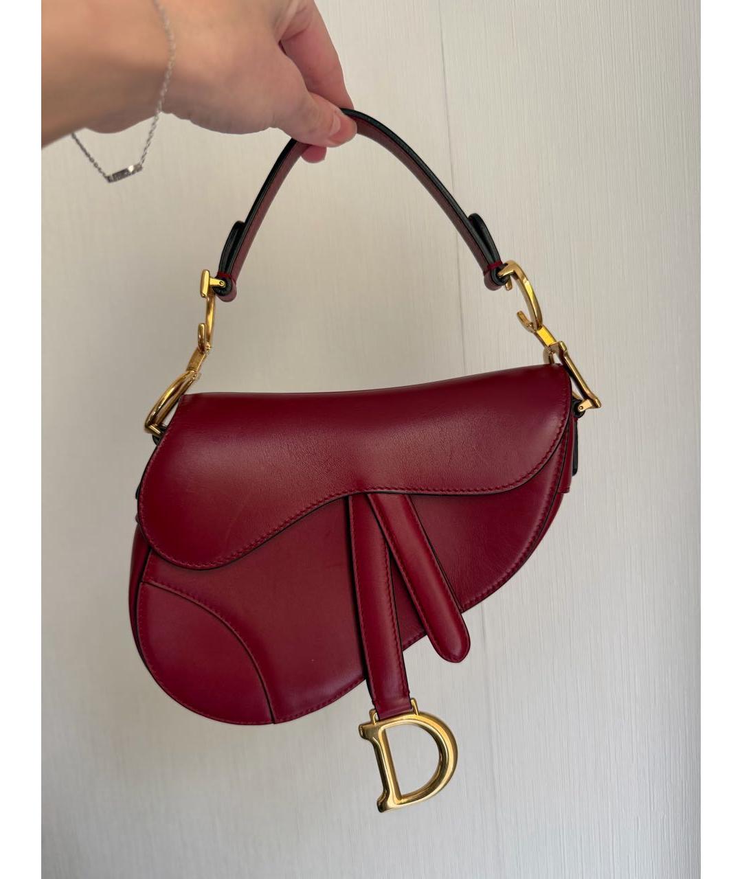 CHRISTIAN DIOR Красная кожаная сумка с короткими ручками, фото 2