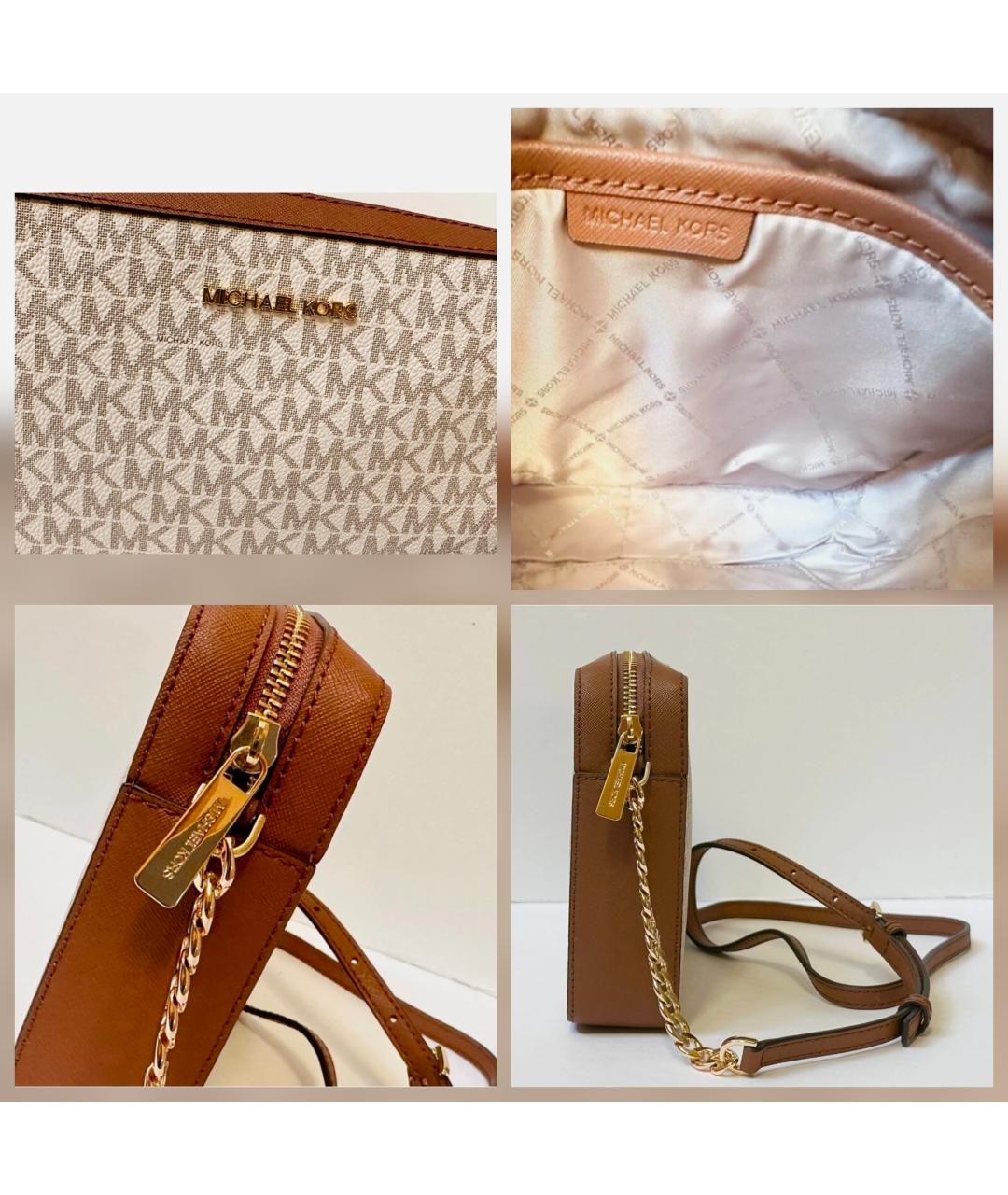 MICHAEL KORS Бежевая сумка через плечо из канвы, фото 4