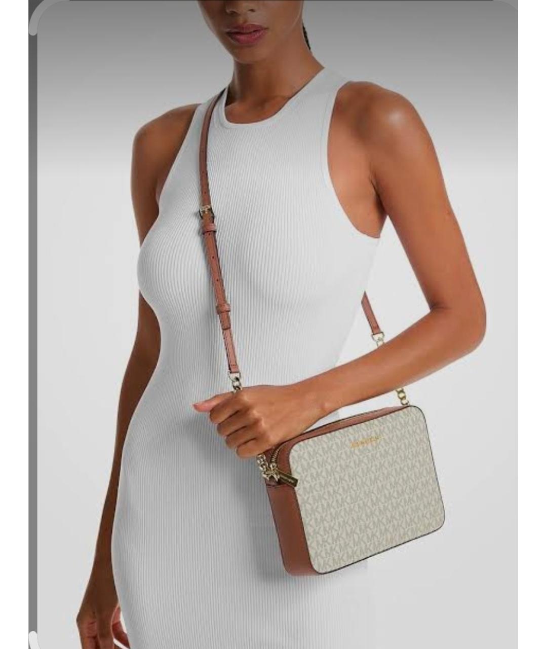 MICHAEL KORS Бежевая сумка через плечо из канвы, фото 2