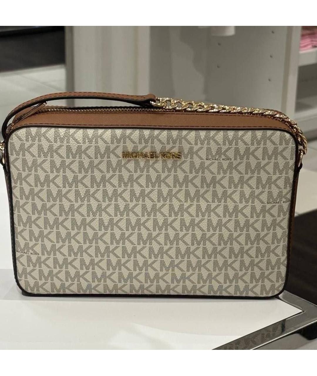 MICHAEL KORS Бежевая сумка через плечо из канвы, фото 7