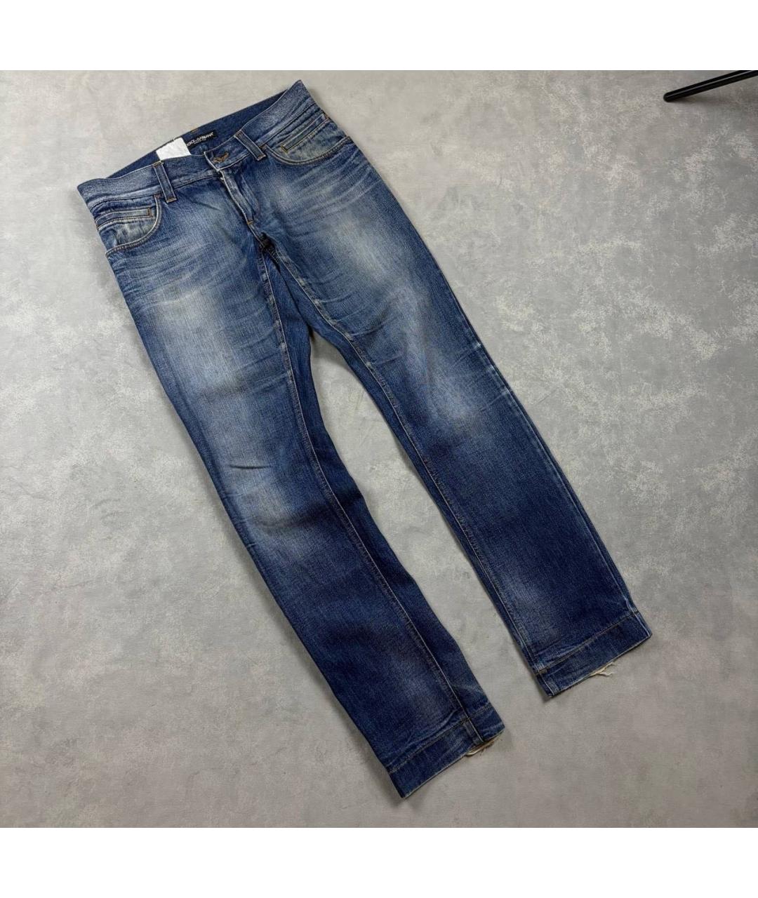 DOLCE&GABBANA Бирюзовые хлопковые прямые джинсы, фото 3