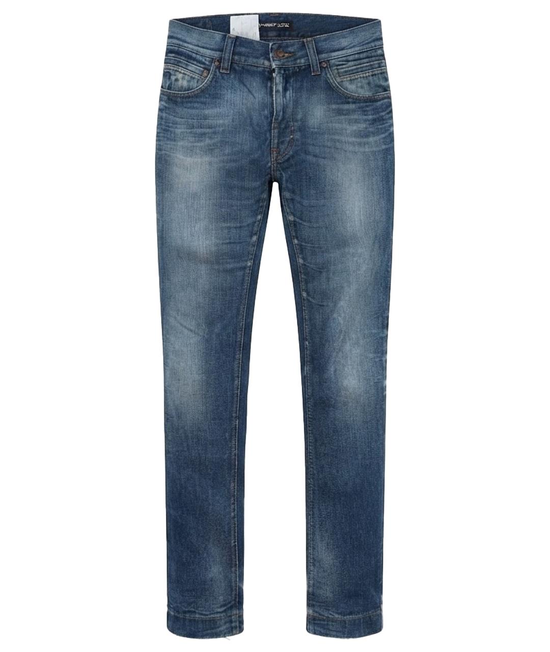 DOLCE&GABBANA Бирюзовые хлопковые прямые джинсы, фото 1