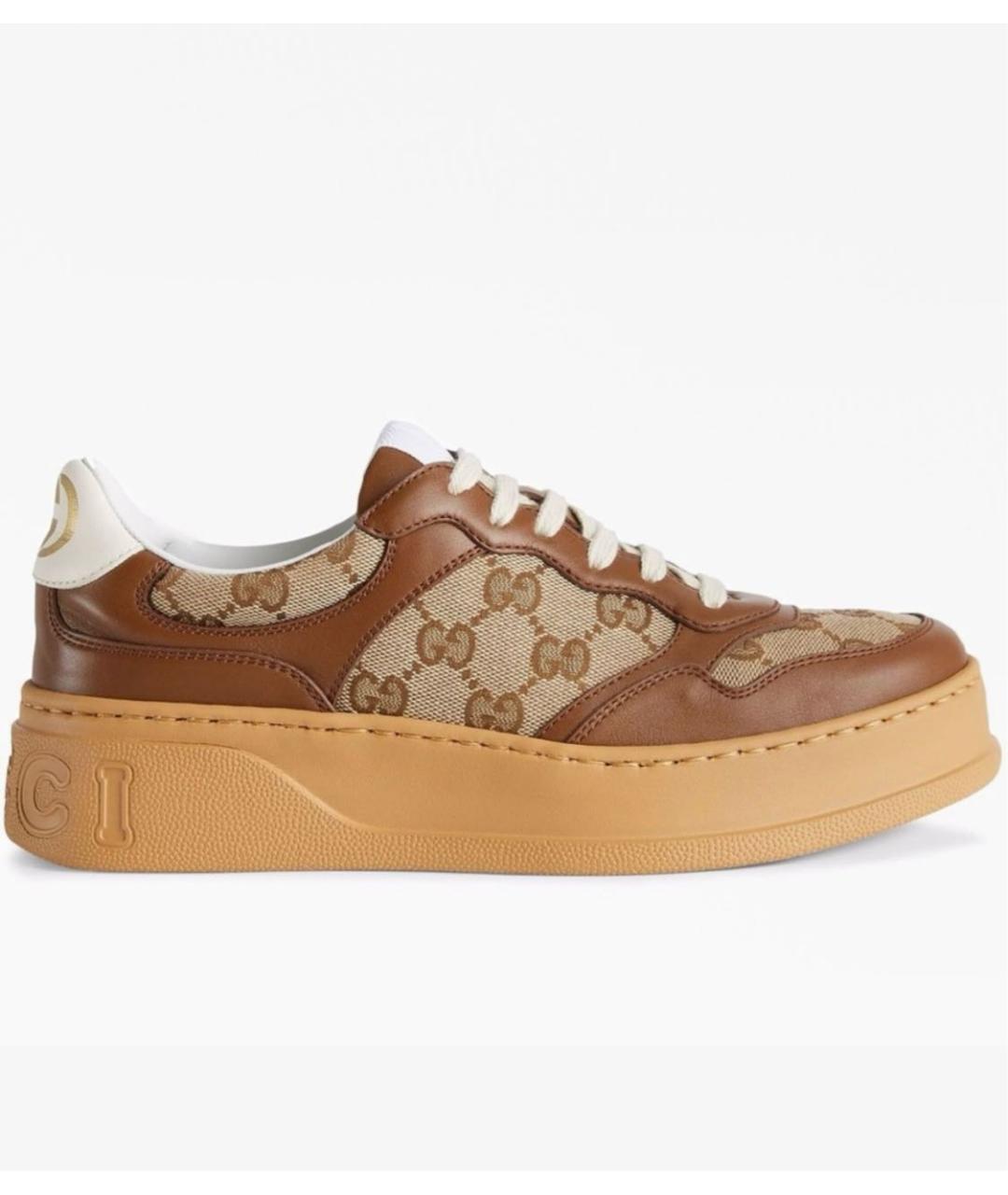 GUCCI Коричневые текстильные кеды, фото 5