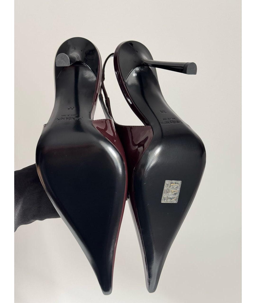 SAINT LAURENT Бордовые кожаные туфли, фото 5