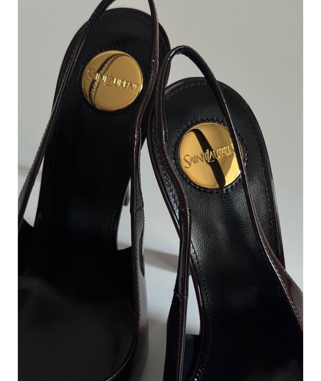 SAINT LAURENT Бордовые кожаные туфли, фото 7