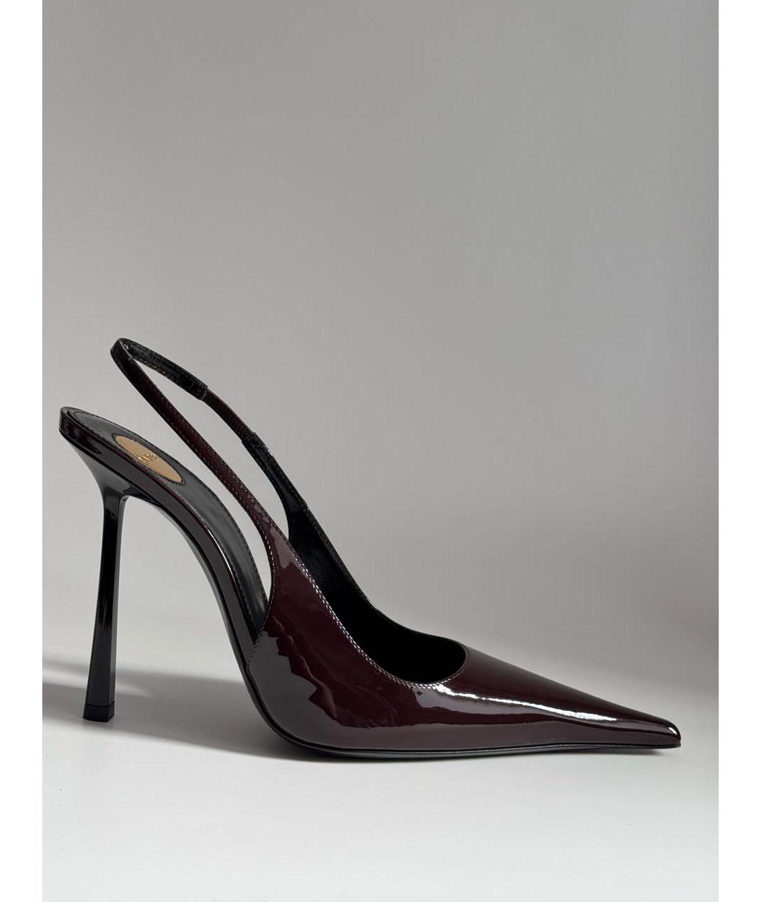 SAINT LAURENT Бордовые кожаные туфли, фото 9