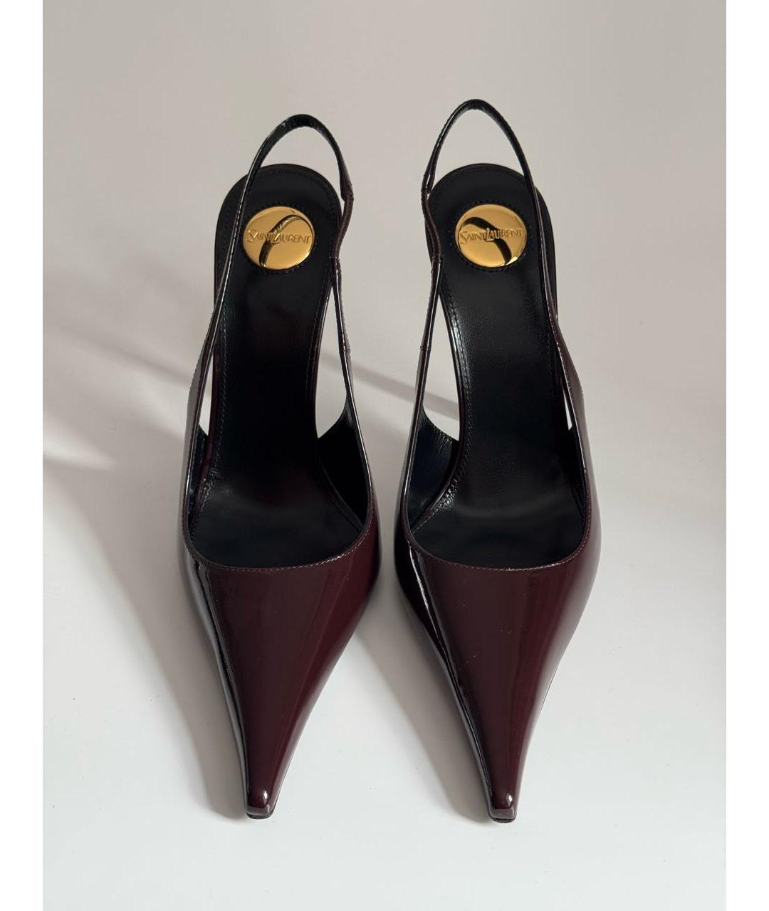 SAINT LAURENT Бордовые кожаные туфли, фото 2