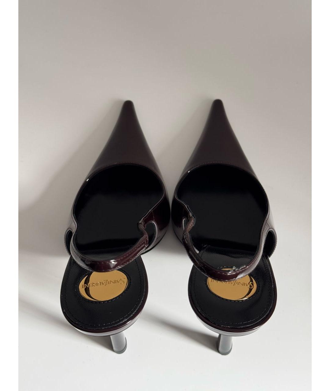 SAINT LAURENT Бордовые кожаные туфли, фото 3