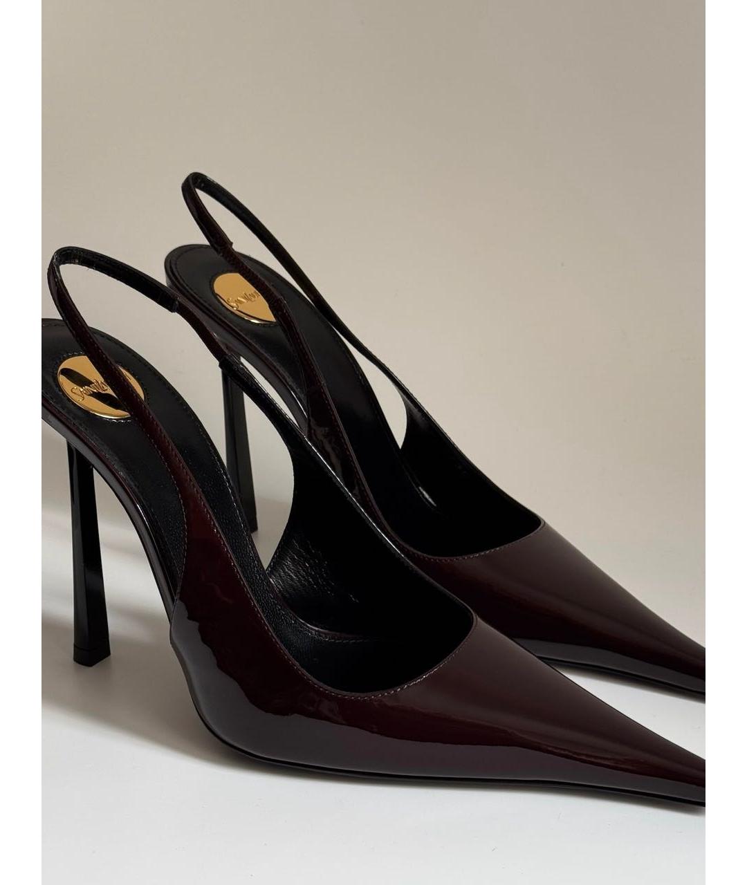 SAINT LAURENT Бордовые кожаные туфли, фото 6