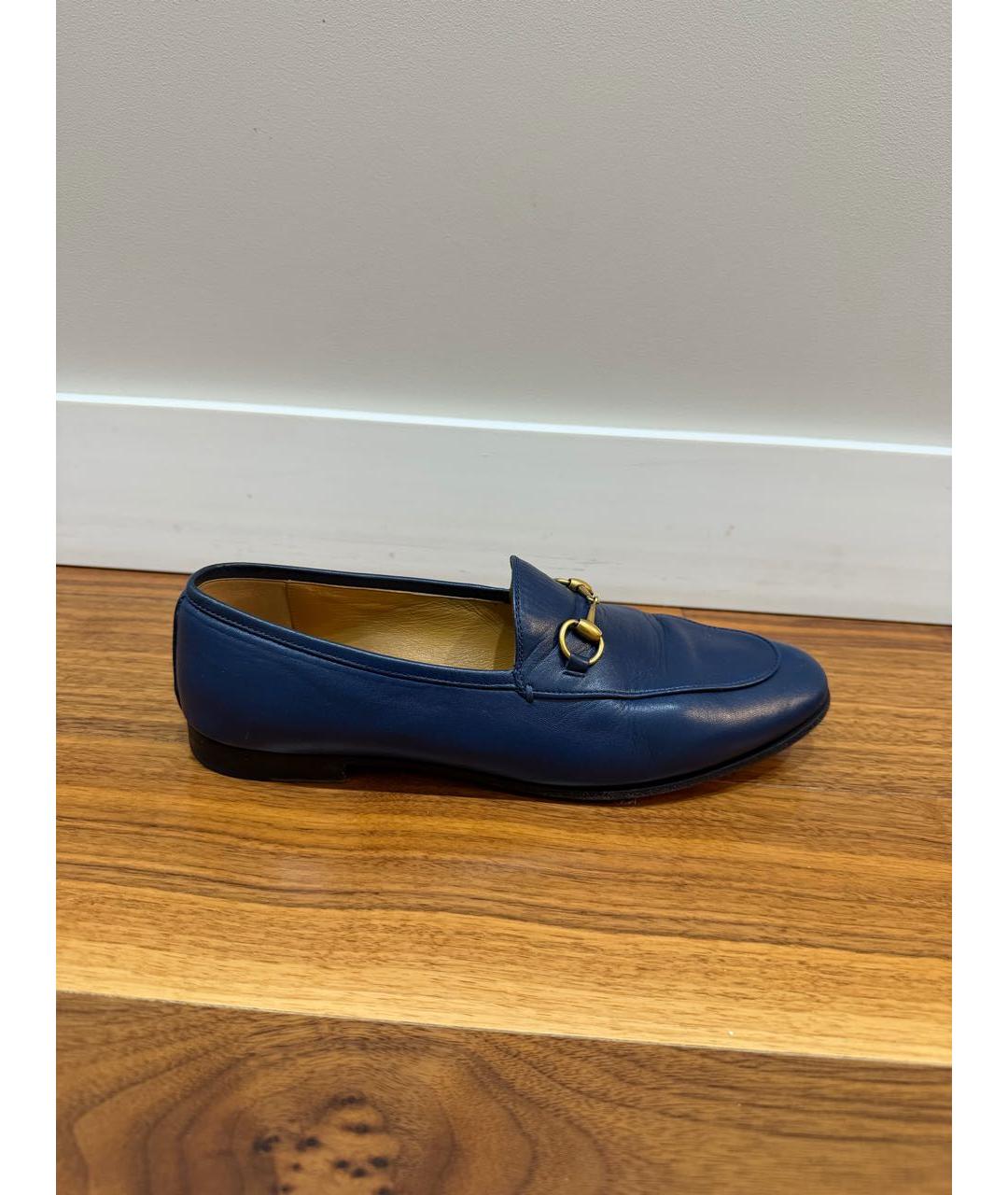 GUCCI Синие кожаные лоферы, фото 9