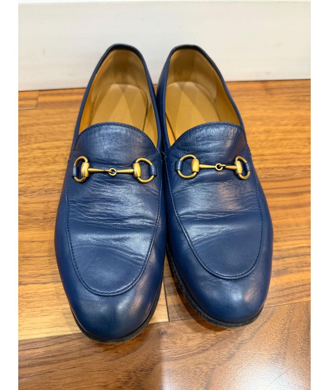 GUCCI Синие кожаные лоферы, фото 7