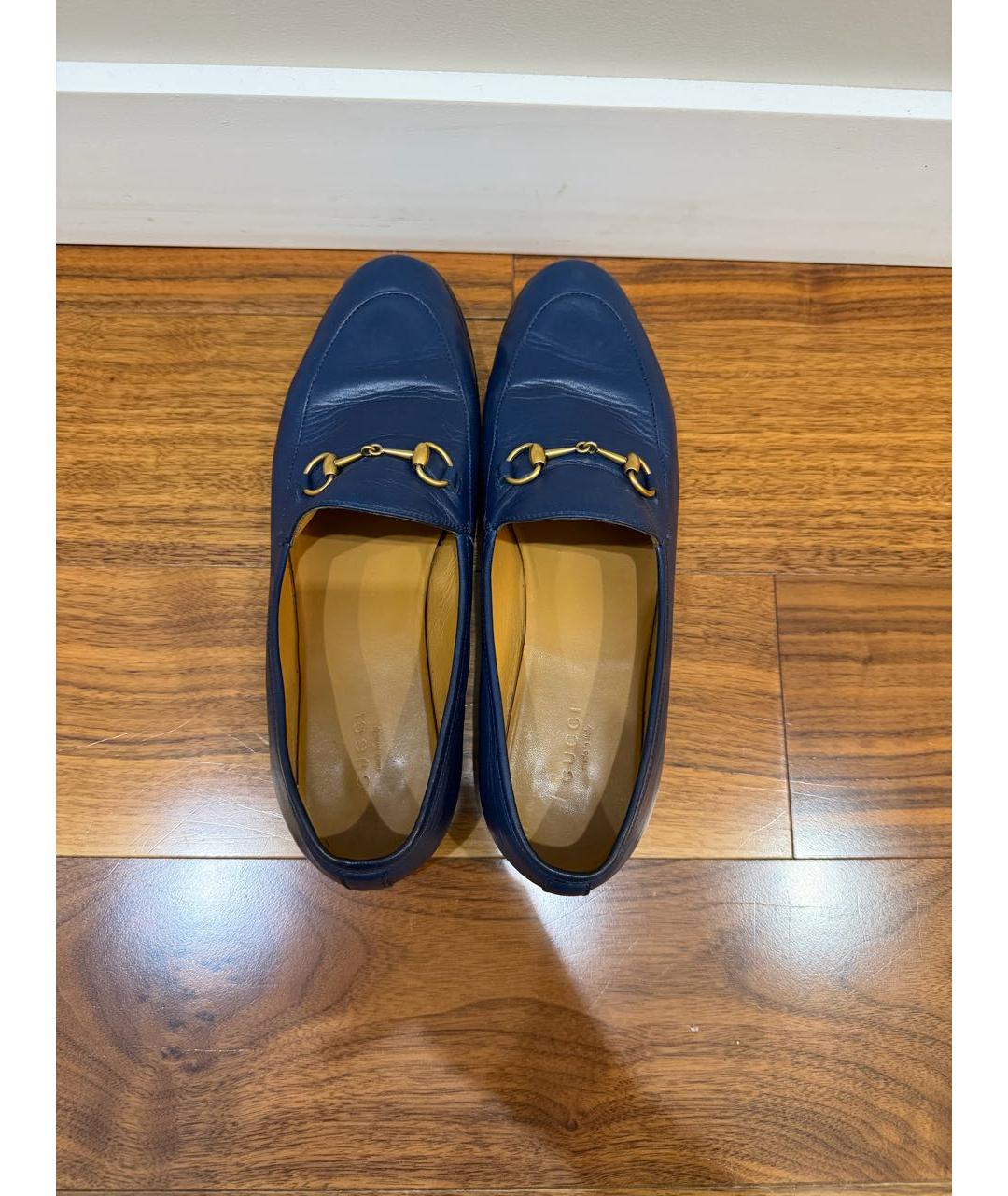 GUCCI Синие кожаные лоферы, фото 3