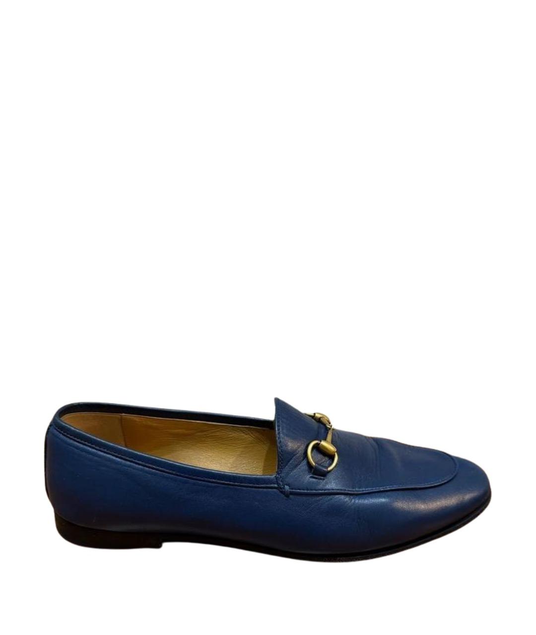 GUCCI Синие кожаные лоферы, фото 1