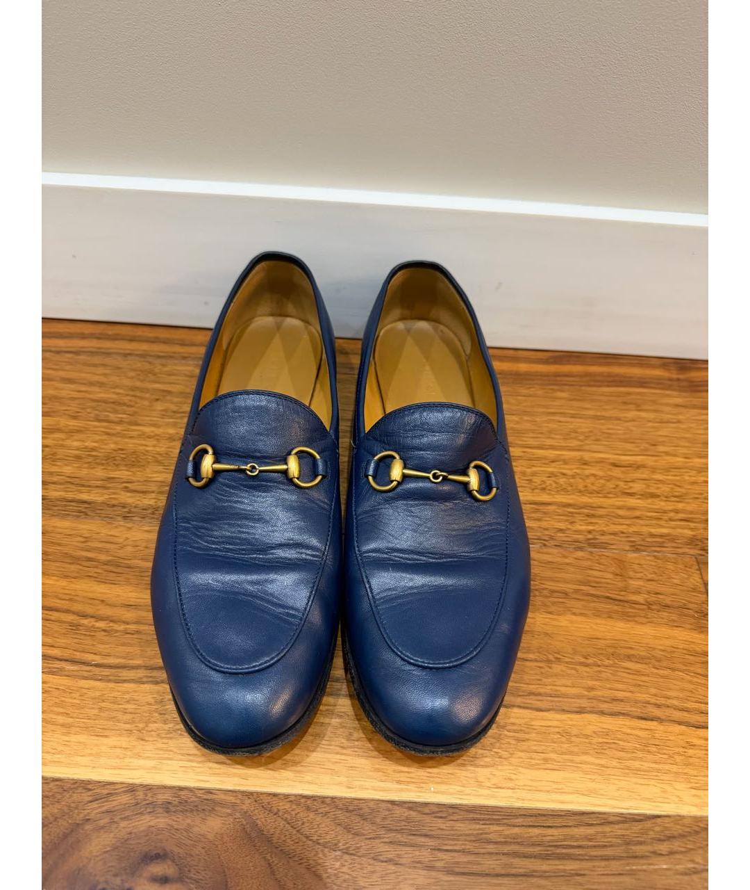 GUCCI Синие кожаные лоферы, фото 2