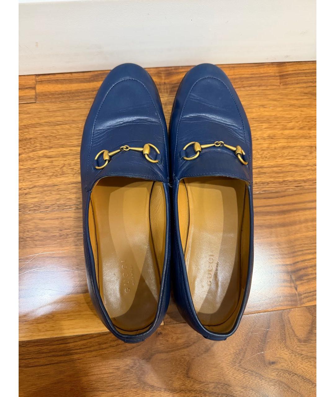 GUCCI Синие кожаные лоферы, фото 8