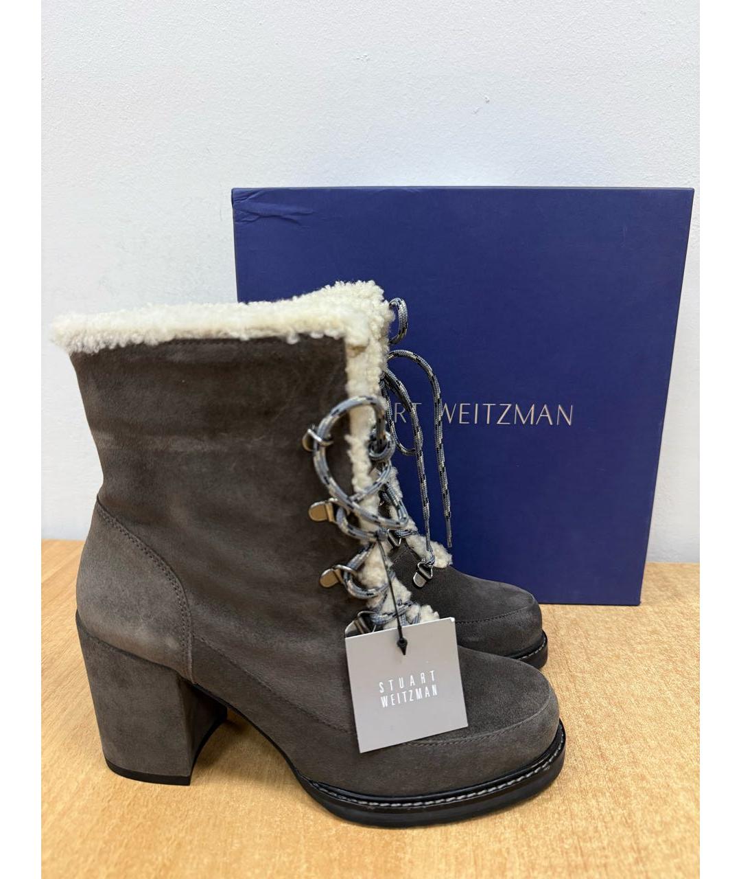 STUART WEITZMAN Серые замшевые ботильоны, фото 3