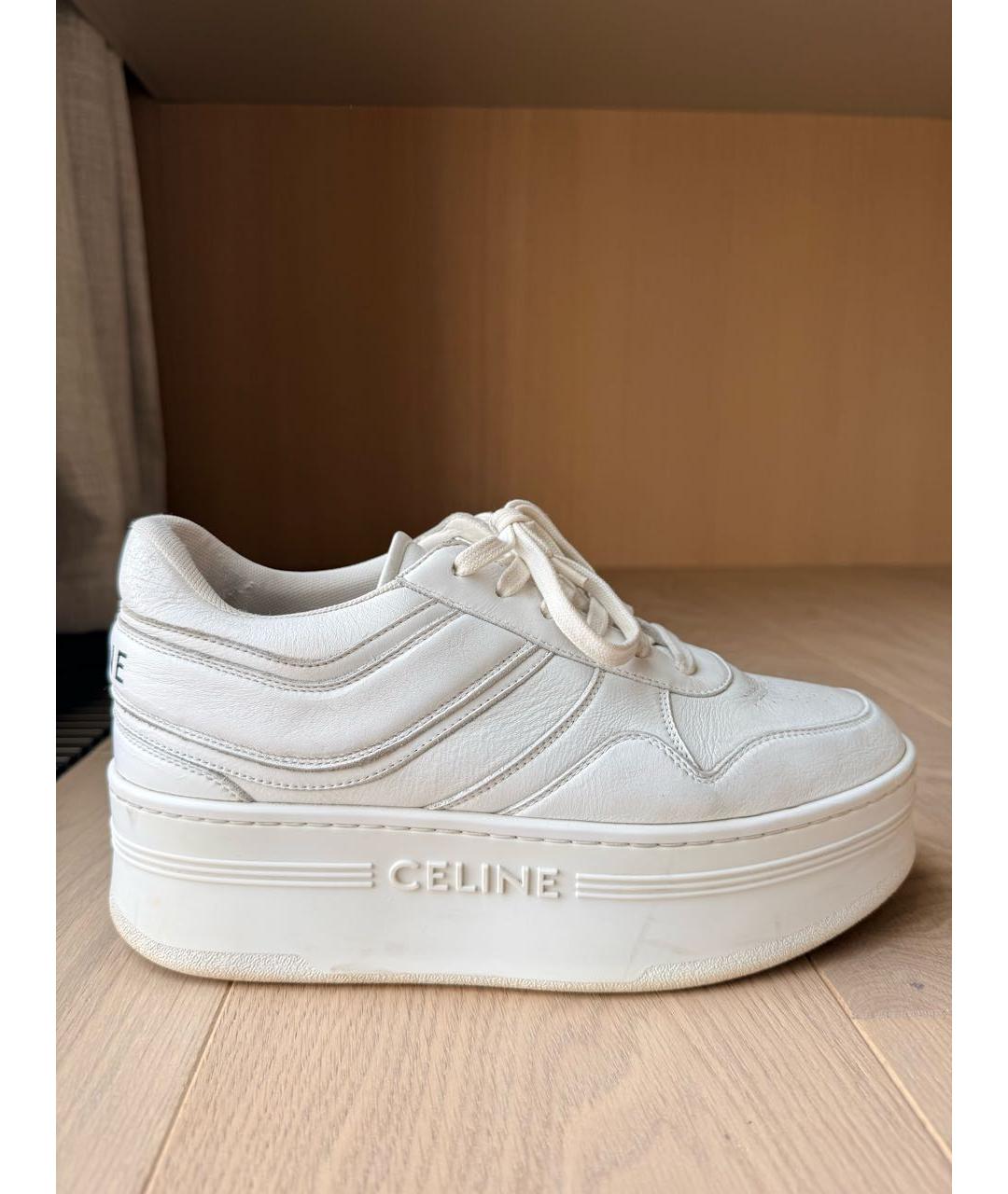 CELINE Белые кожаные кроссовки, фото 7