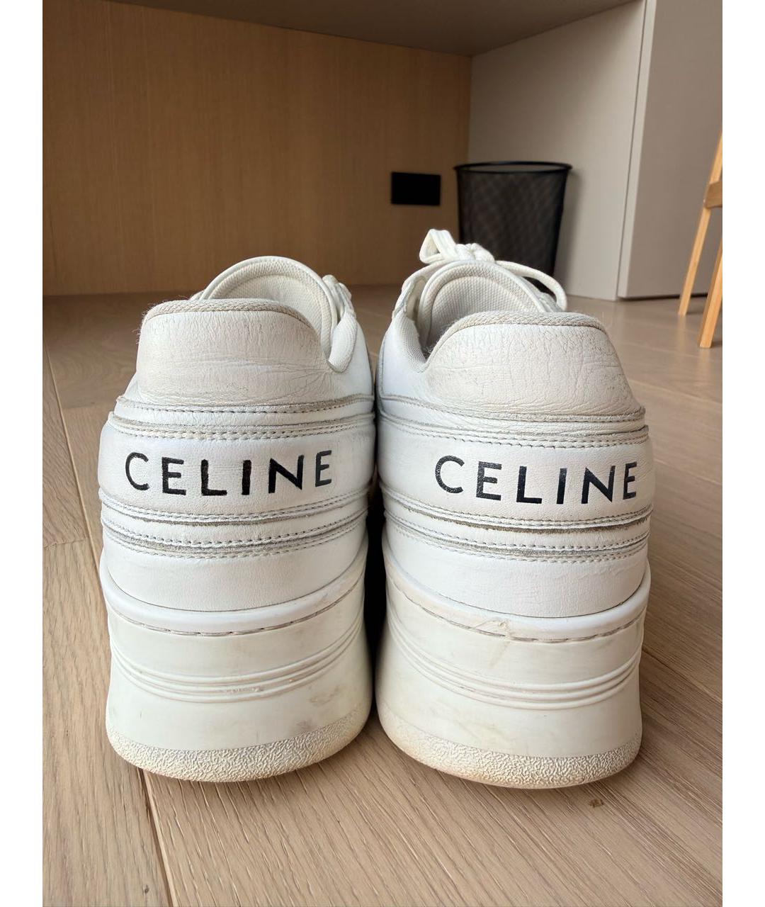 CELINE Белые кожаные кроссовки, фото 4