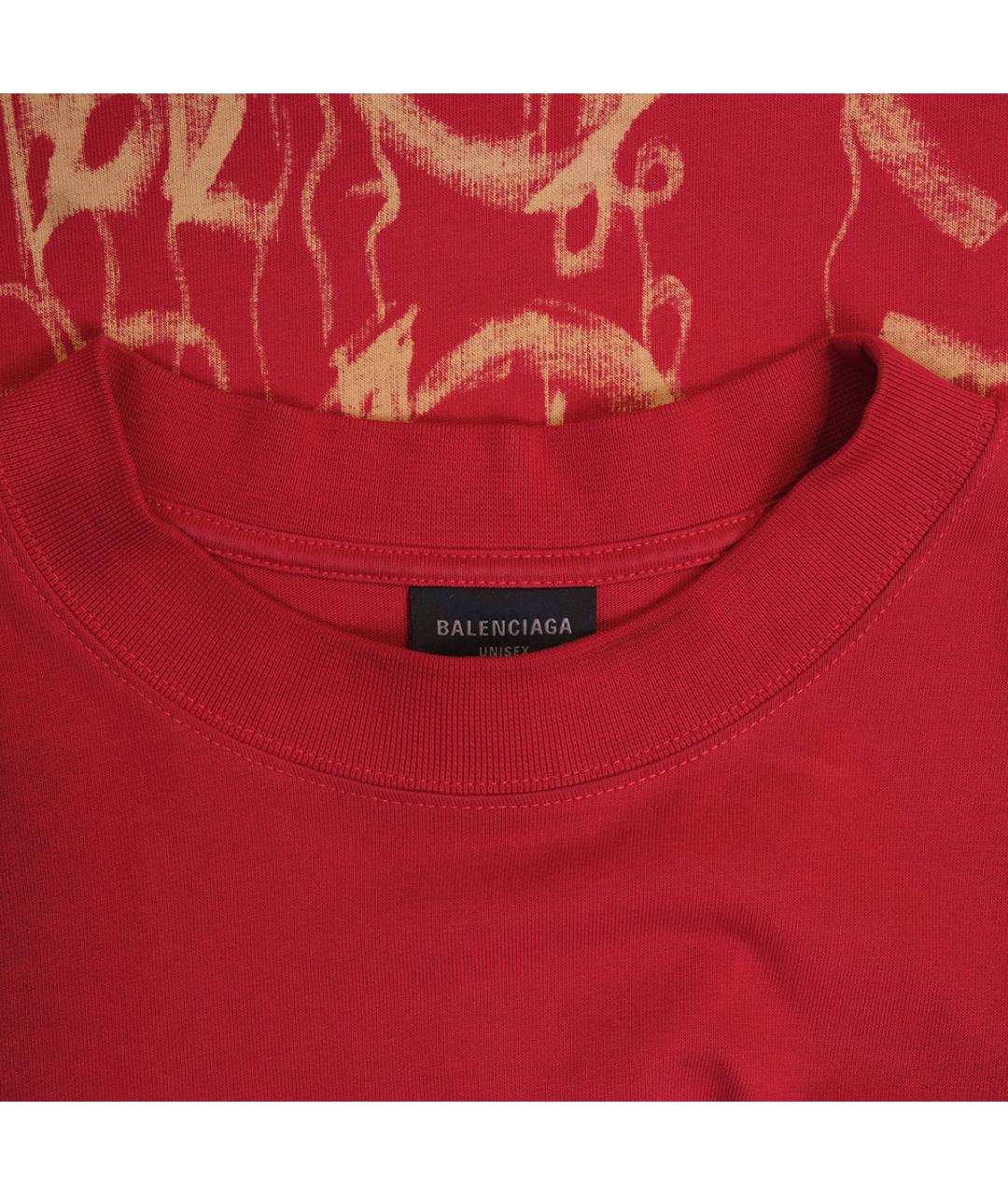 BALENCIAGA Красная хлопковая футболка, фото 3