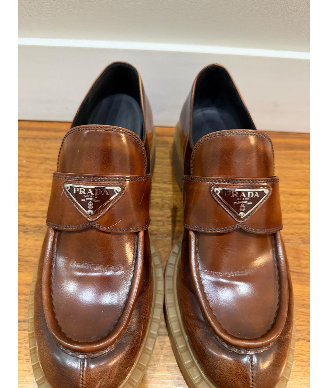 PRADA Коричневые кожаные лоферы, фото 3