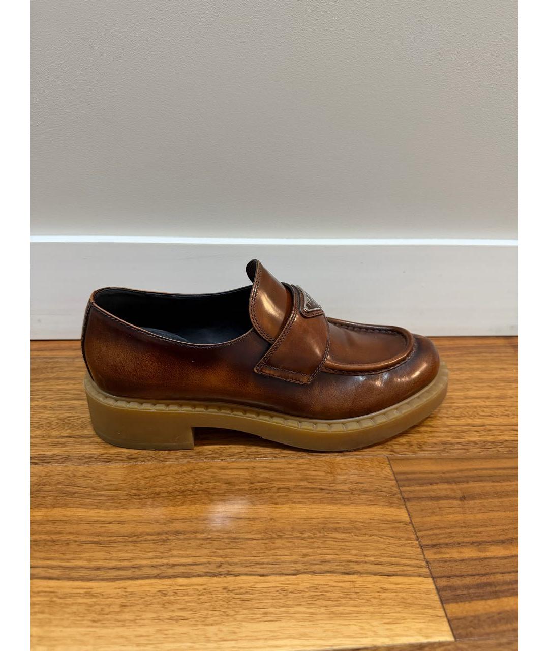 PRADA Коричневые кожаные лоферы, фото 6