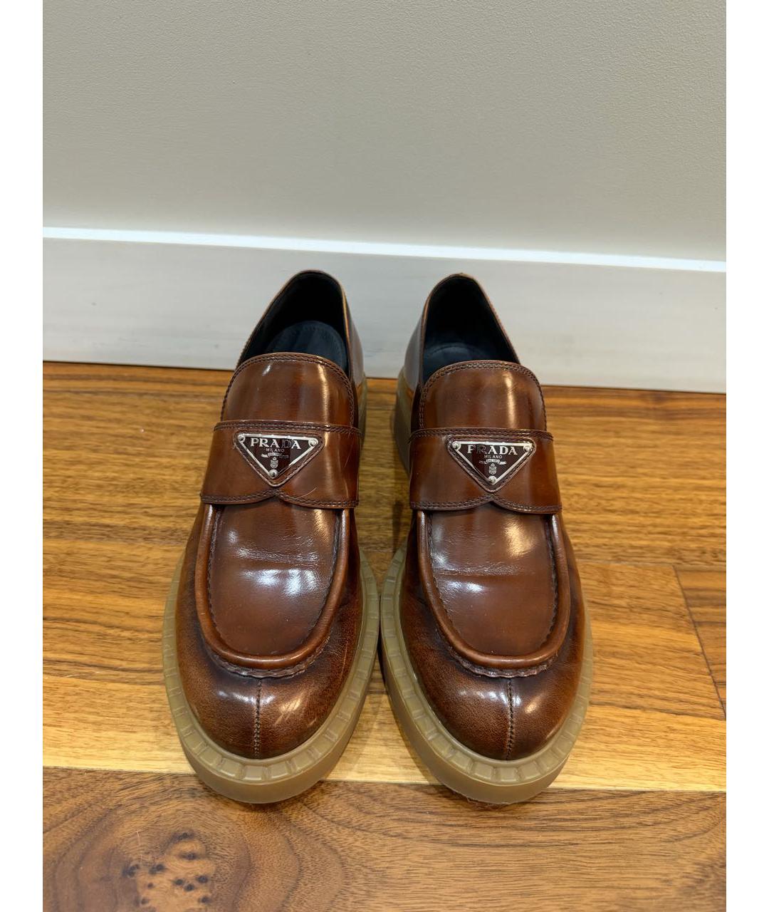 PRADA Коричневые кожаные лоферы, фото 4