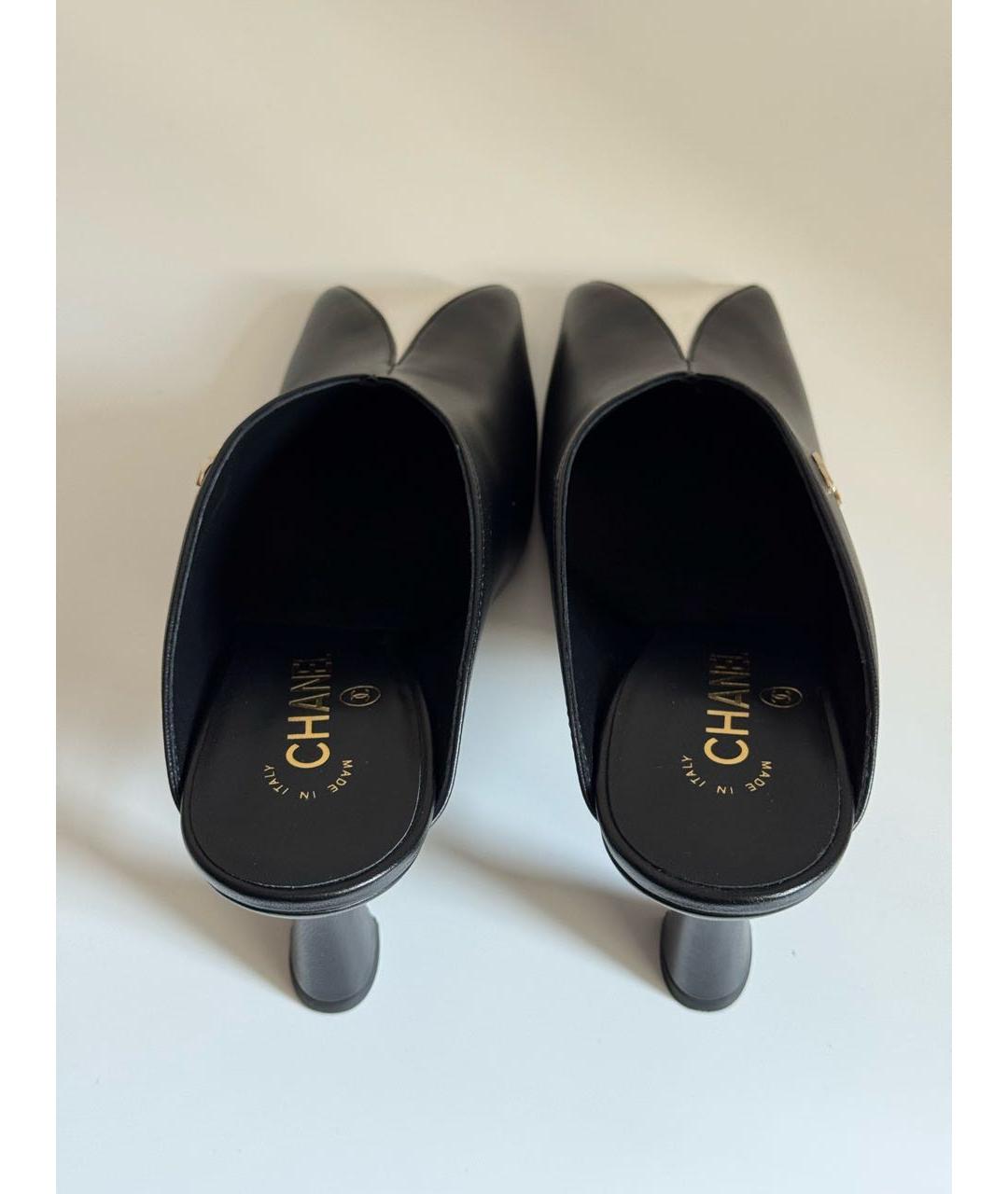 CHANEL Черные кожаные мюли, фото 3