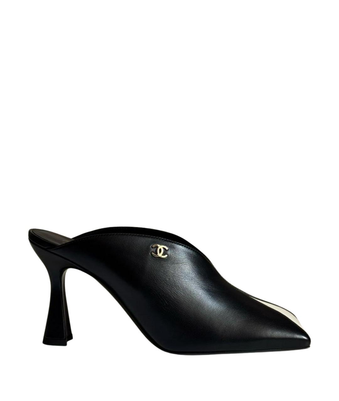 CHANEL Черные кожаные мюли, фото 1