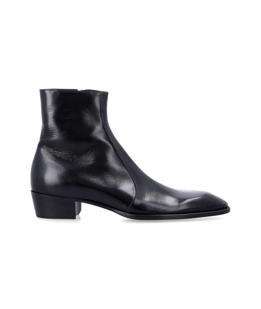 SAINT LAURENT Черные кожаные высокие ботинки, фото 4