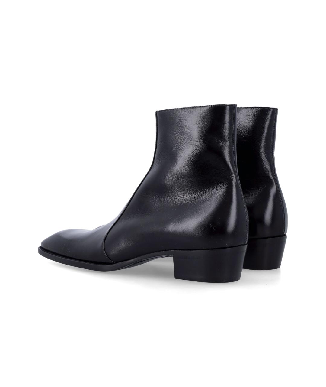 SAINT LAURENT Черные кожаные высокие ботинки, фото 3