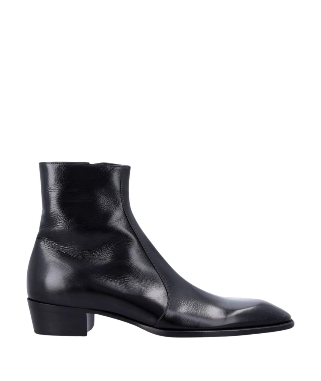 SAINT LAURENT Черные кожаные высокие ботинки, фото 1