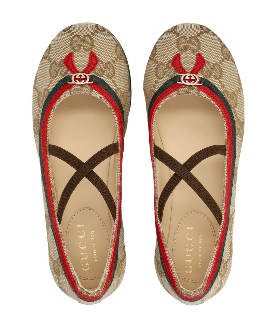 GUCCI Бежевые текстильные балетки, фото 2